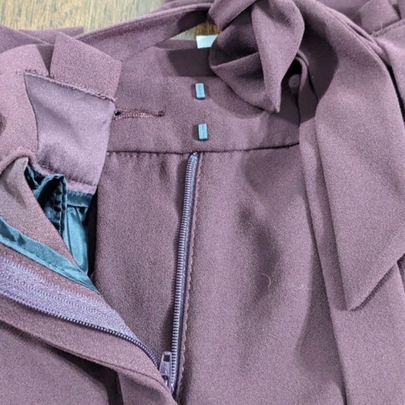 NWT Express Women's High Rise Tie Belt Burgundy Maroon Ankle Pants, Size 8R - Picture 9 of 12